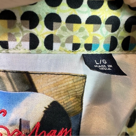 Robert Graham Button Down Shirt Mens Embroidered Collared Long Sleeve Blue Large - Picture 10 of 12